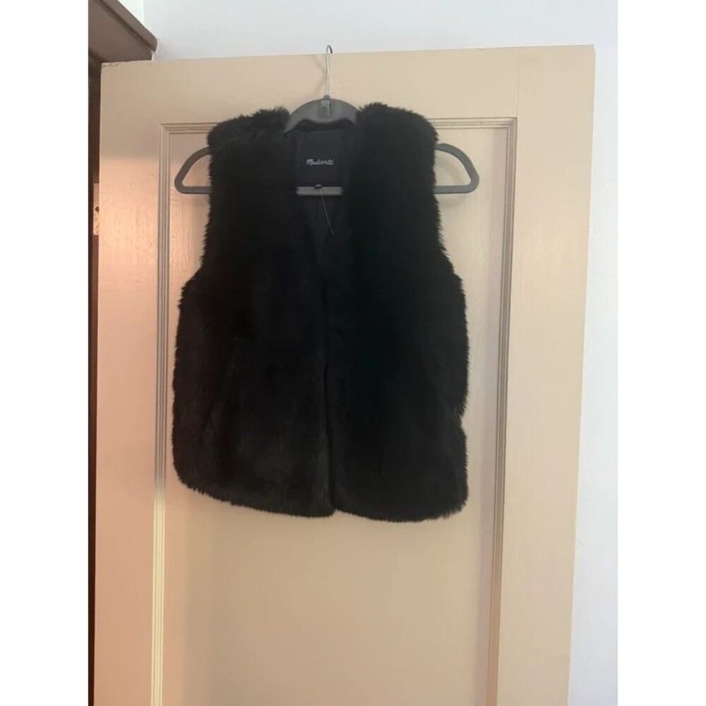 Madewell Black Fur Vest XXS